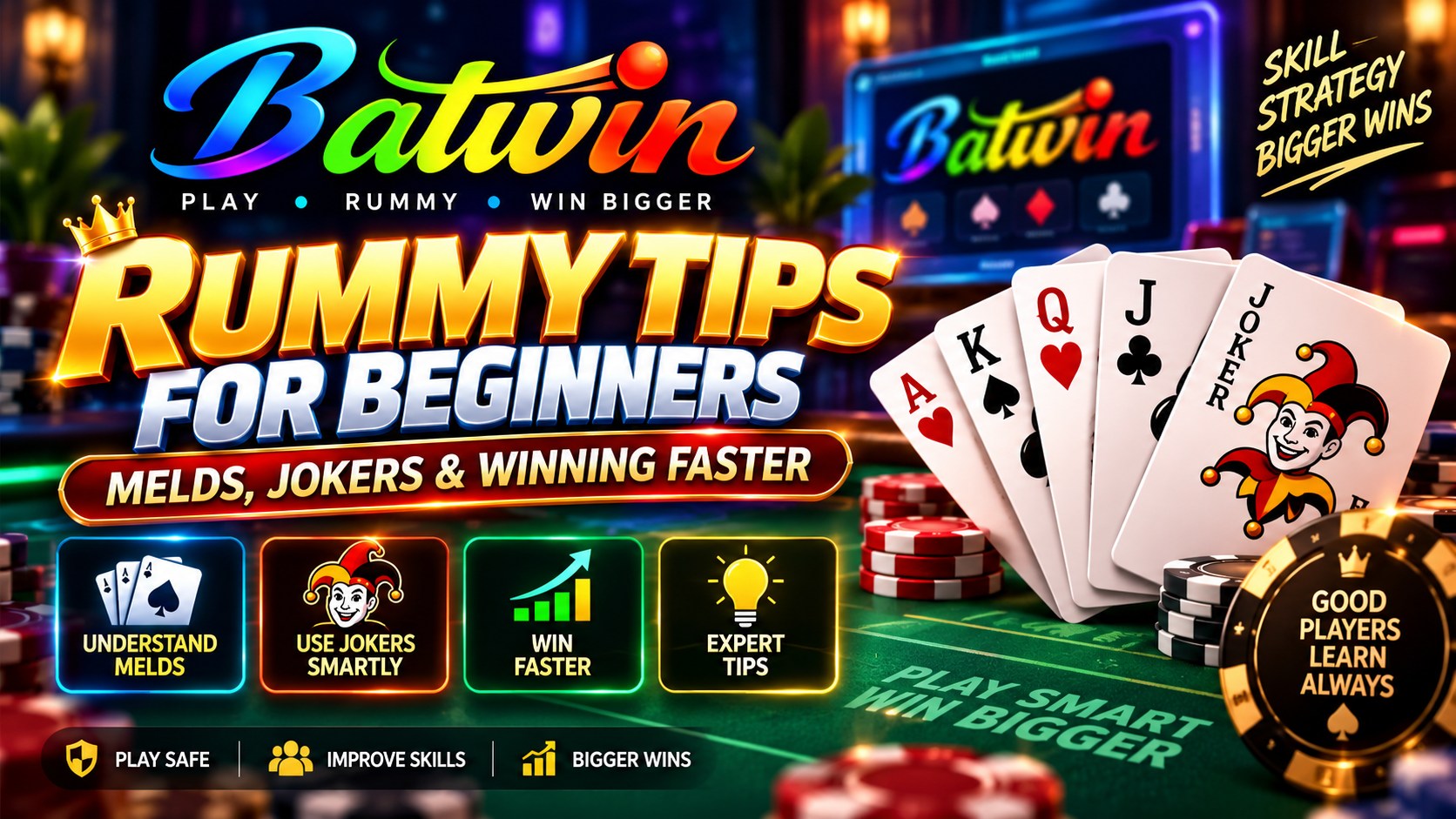 Rummy strategy and rules on Batwin