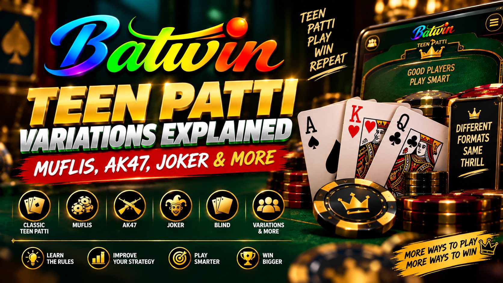 Teen Patti variations explained — Muflis, AK47, Joker and more